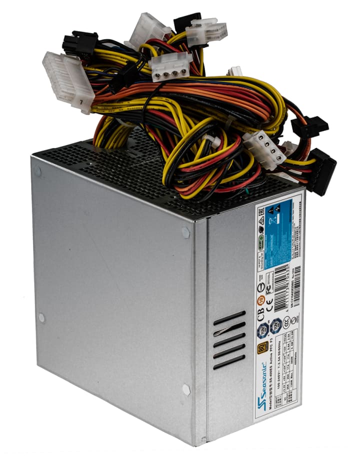 Fuente de alimentación de PC, entrada 220V ac, Salida 3.3 V dc, 5 V dc, ±12 V dc 400W