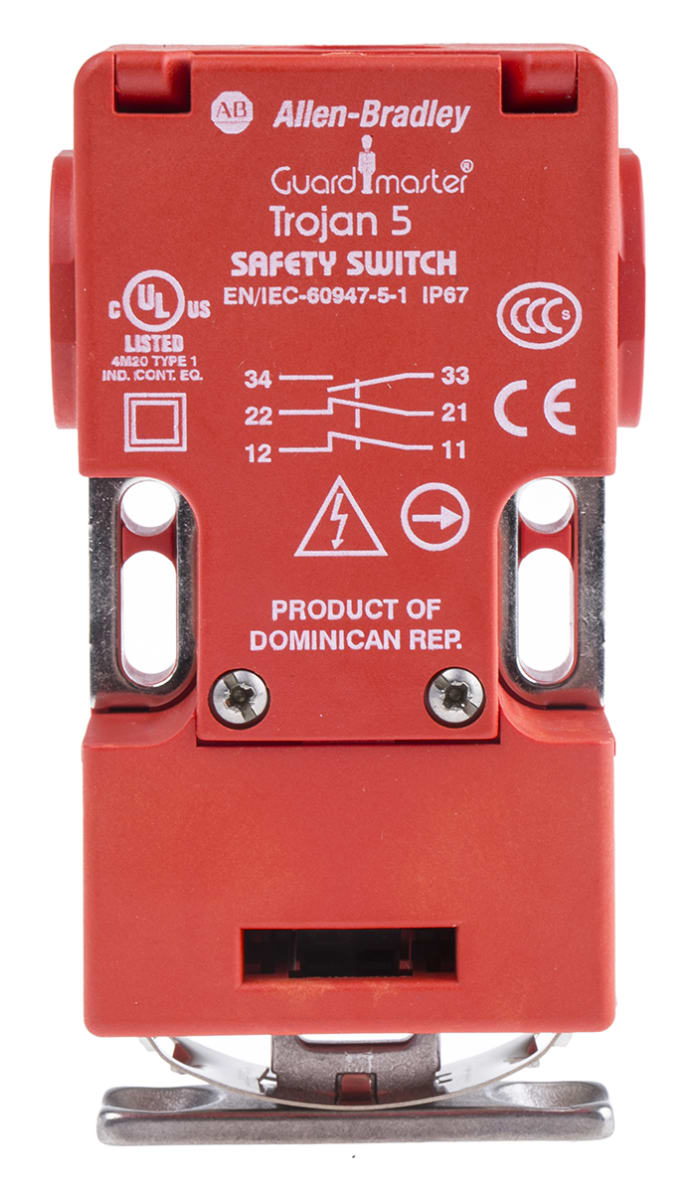 Allen Bradley 440K Safety Interlock Switch, 2NC/1NO, Keyed Actuator Included, Glass Filled PBT