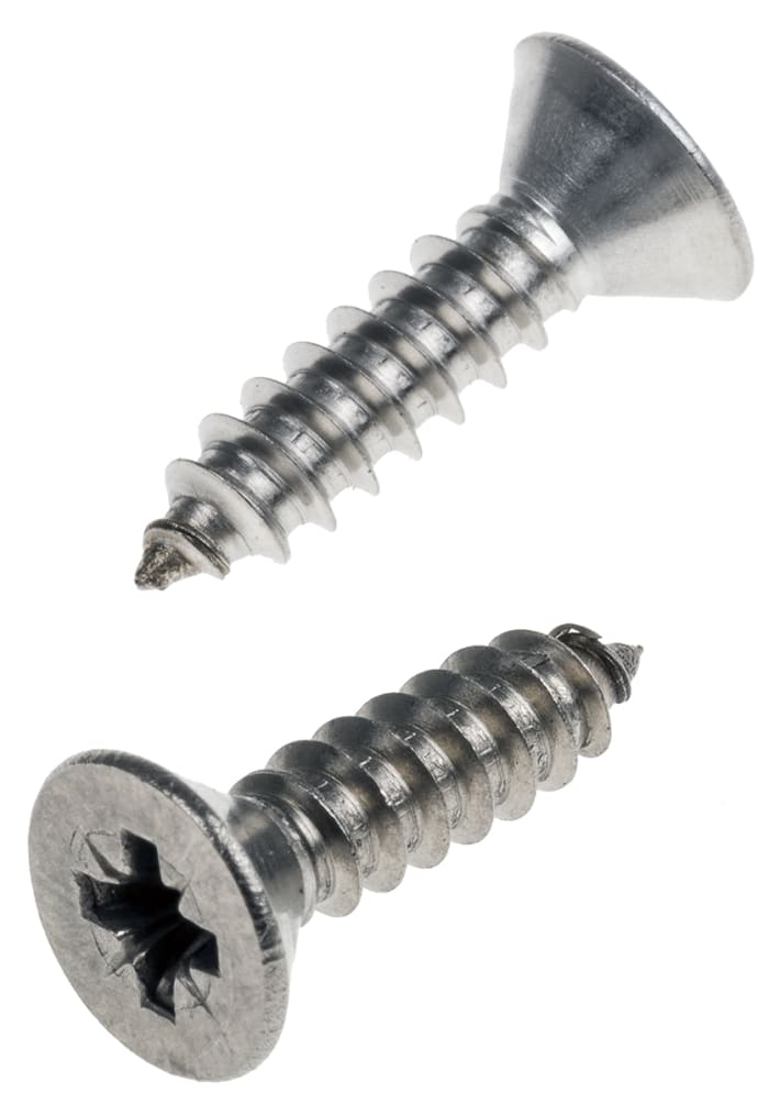 RS PRO Plain Stainless Steel Countersunk Head Self Tapping Screw, N°10 x 3/4in Long 19mm Long