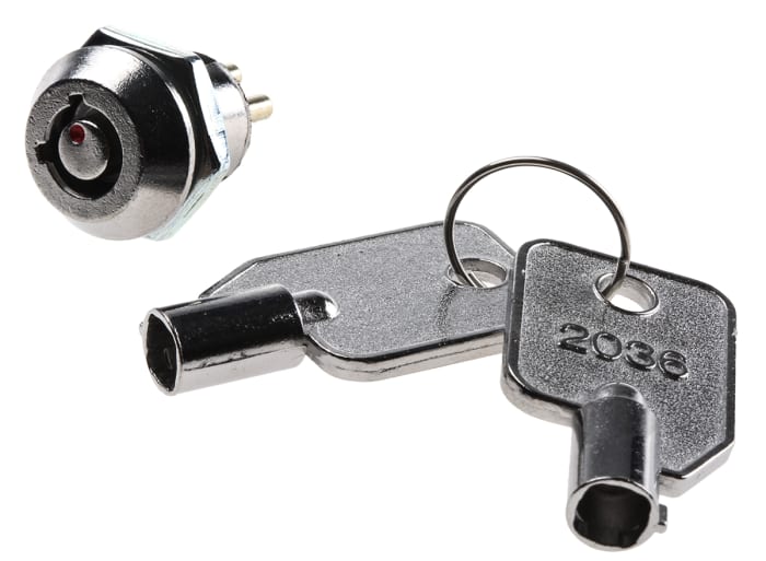 Lorlin Key Switch, DPST, 4 A @ 125 V ac 2-Way Tubular-Key