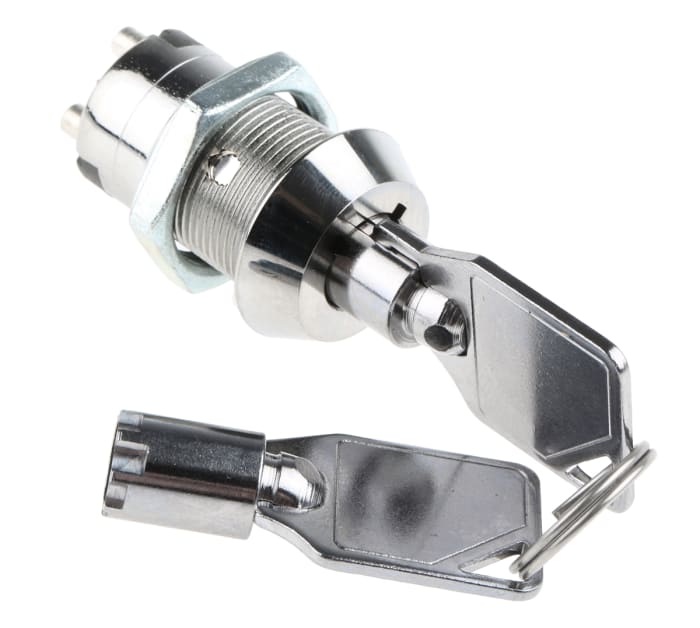 Lorlin Key Switch, SPST, 2 A@ 250 V ac 2-Way Tubular-Key