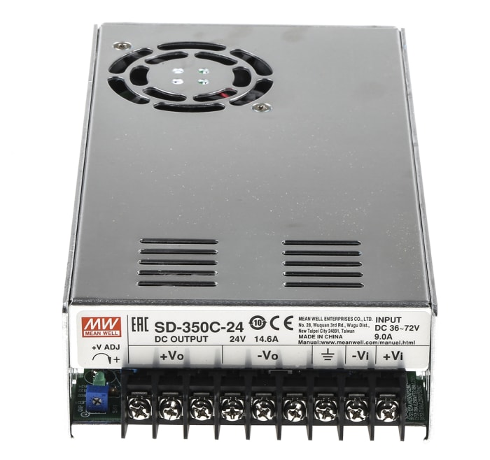 MEAN WELL DC-DC Converter, 24V dc/ 14.6A Output, 36 → 72 V dc Input, 350W, Chassis Mount, +60°C Max Temp -20°C