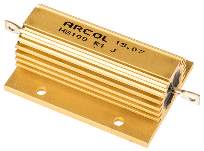 Resistencia de montaje en panel Arcol, 100mΩ ±5% 100W, Con carcasa de aluminio, Axial, Bobinado