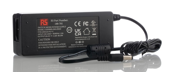 Notebook / Laptop Şarj Aleti, 2,5A, 24V dc, Giriş: 100 → 240 V ac, Tek Çıkışlı, Fiş Tipi: C14