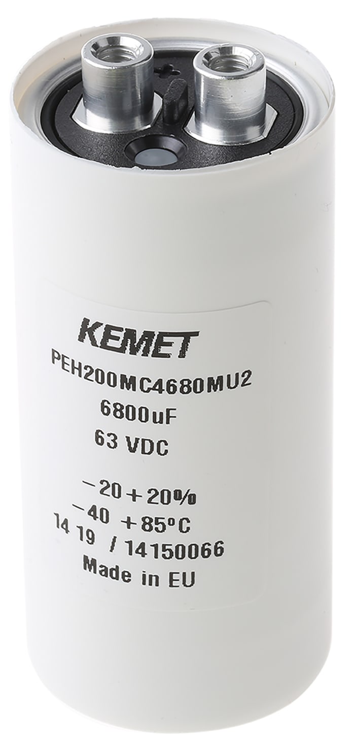 KEMET 6800μF Aluminium Electrolytic Capacitor 63V dc, Screw Terminal - PEH200MC4680MU2