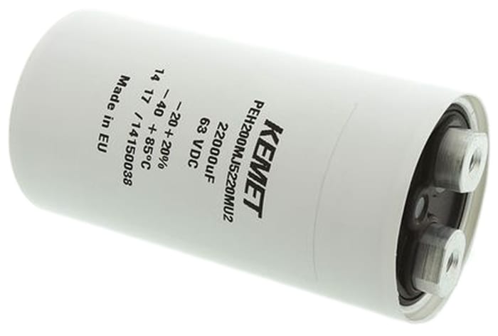 KEMET 22000μF Aluminium Electrolytic Capacitor 63V dc, Screw Terminal - PEH200MJ5220MU2