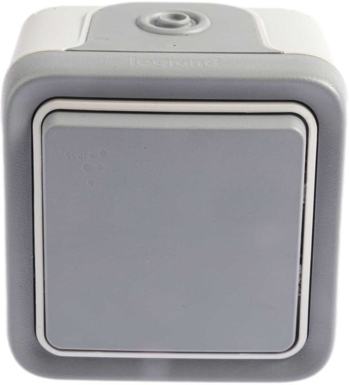 Legrand Grey Outdoor Light Switch, 2 Way, Plexo