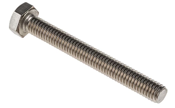 Plain Stainless Steel Hex, Hex Bolt, M6 x 50mm