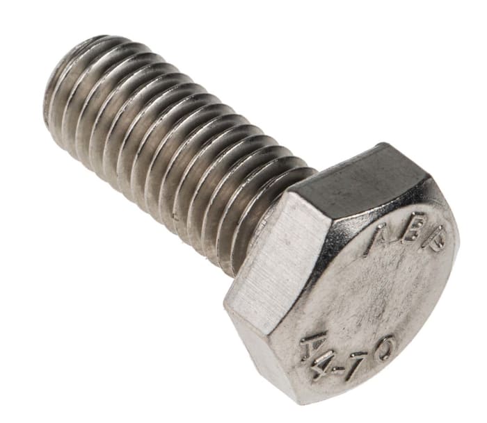 RS PRO Stainless Steel, Hex Bolt, M10 x 25.0mm