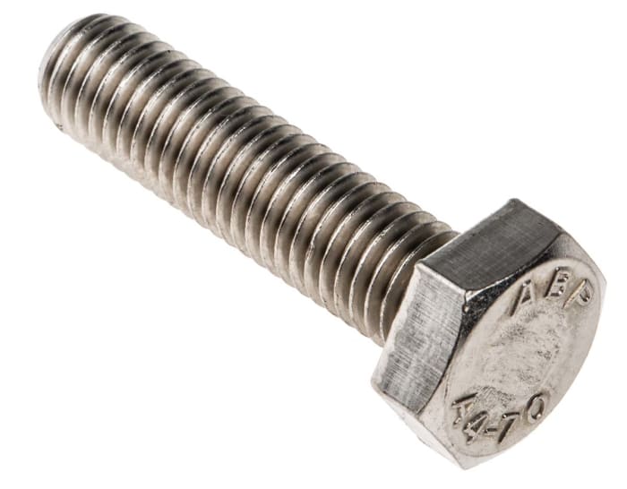 RS PRO Stainless Steel, Hex Bolt, M10 x 40.0mm
