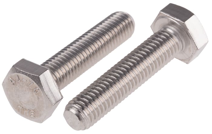 RS PRO Stainless Steel Hex, Hex Bolt, M10 x 45mm