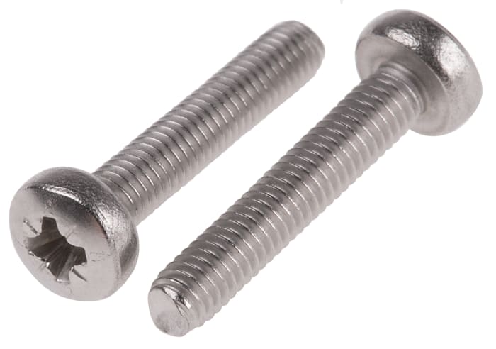 Tornillo de cabeza alomada con huella Pozi RS PRO M3 x 16.0mm, paso de rosca 0.50mm, de Acero Inoxidable