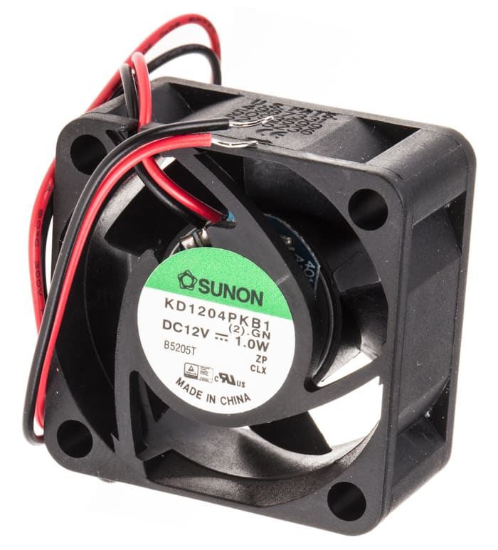 Sunon KD Series Axial Fan, 12 V dc, DC Operation, 15m³/h, 1W, 80mA Max, 40 x 40 x 20mm