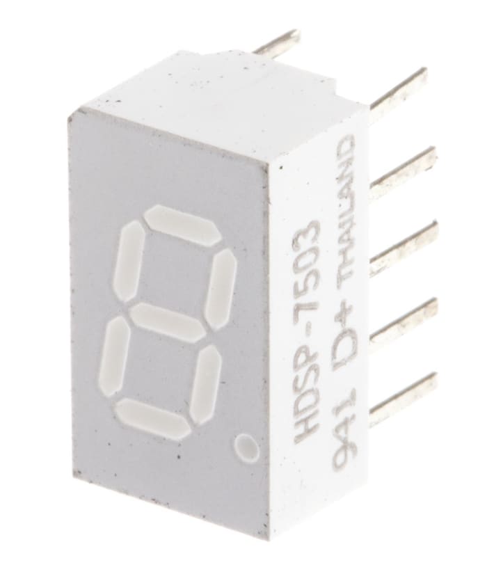 HDSP-7503-CD000 Broadcom 7-Segment LED Display, CC Red 5.4 mcd RH DP 7.6mm