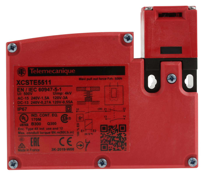 Telemecanique Sensors XCS TE Series Solenoid Interlock Switch, Power to Lock, 24V ac/dc