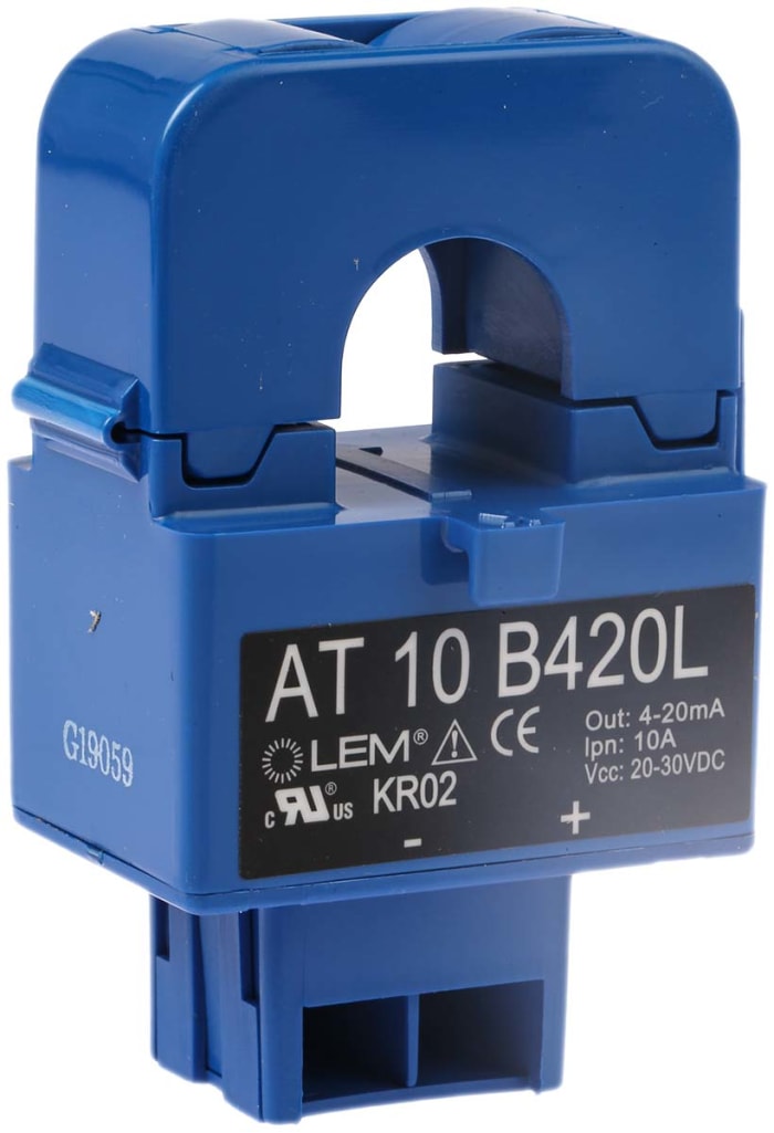 LEM AT Series Current Transformer, 10A Input, 10:1, 4 → 20 mA Output, 16mm Bore, 20 → 30 V dc