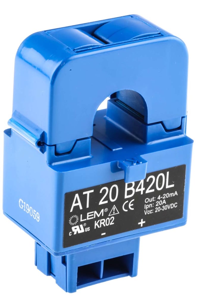 LEM AT Series Current Transformer, 20A Input, 20:1, 4 → 20 mA Output, 16mm Bore, 20 → 30 V dc