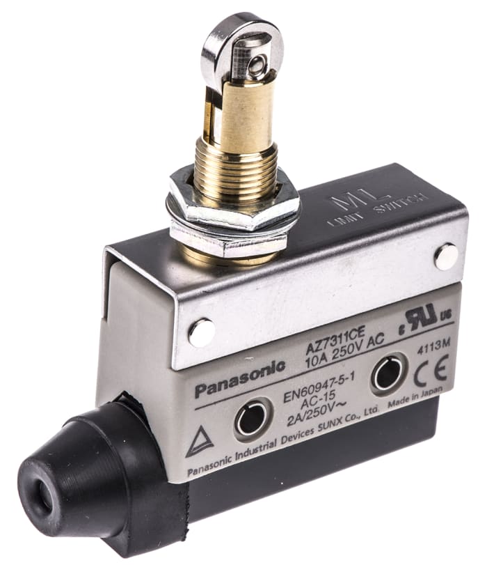 Panasonic AZ7 Series Plunger Limit Switch, NO/NC, IP64, SPDT, 250V ac Max, 10A Max