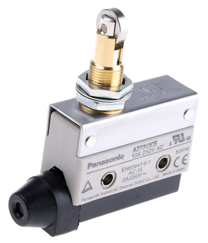 Panasonic AZ7 Series Plunger Limit Switch, NO/NC, IP64, SPDT, 250V ac Max, 10A Max