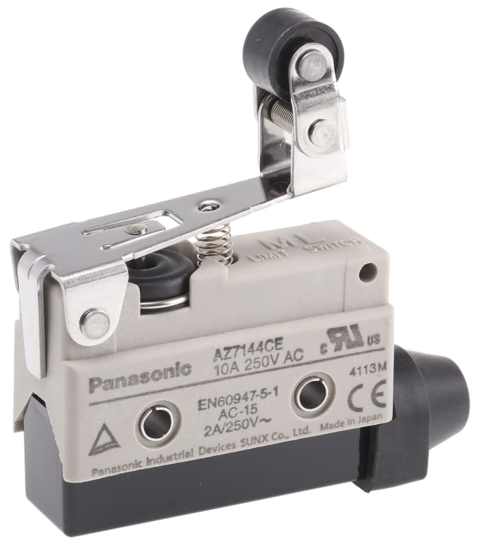 Panasonic AZ7 Series Lever Limit Switch, NO/NC, IP64, SPDT, 250V ac Max, 10A Max