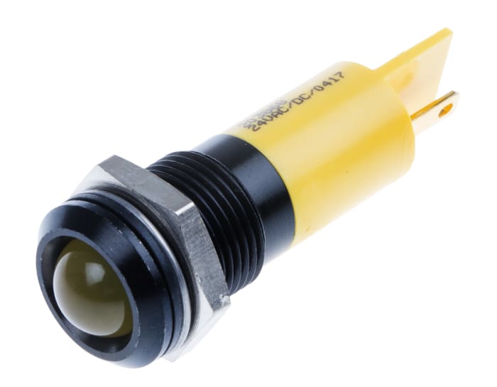 İndikatör Lamba/Sinyal Lambası, LED Lambalı, Sarı, Çıkıntılı, 24 V dc, 10 mm, 14mm, Tırnak Terminalli