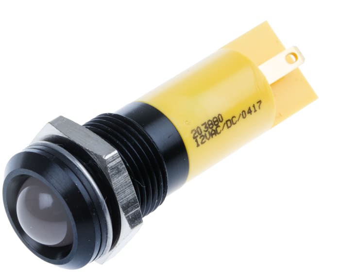 RS PRO Yellow Panel Mount Indicator, 14mm Mounting Hole Size, Solder Tab Termination, IP67
