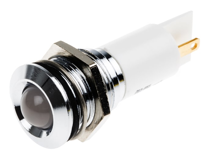 RS PRO White Panel Mount Indicator, 12V ac/dc, 16mm Mounting Hole Size, Solder Tab Termination