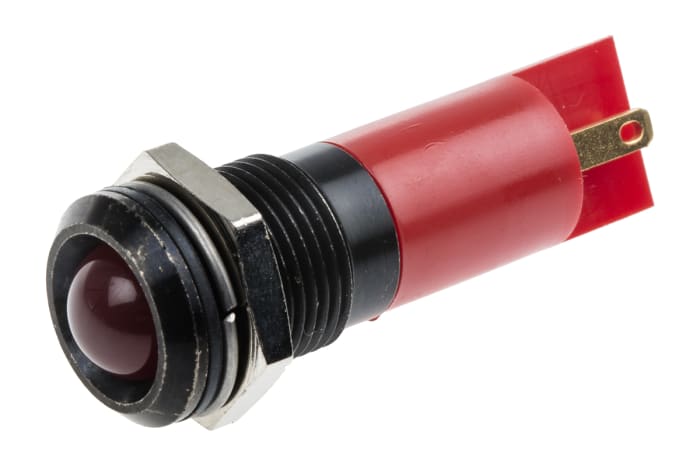 RS PRO Red Panel Mount Indicator, 12V ac/dc, 16mm Mounting Hole Size, Solder Tab Termination
