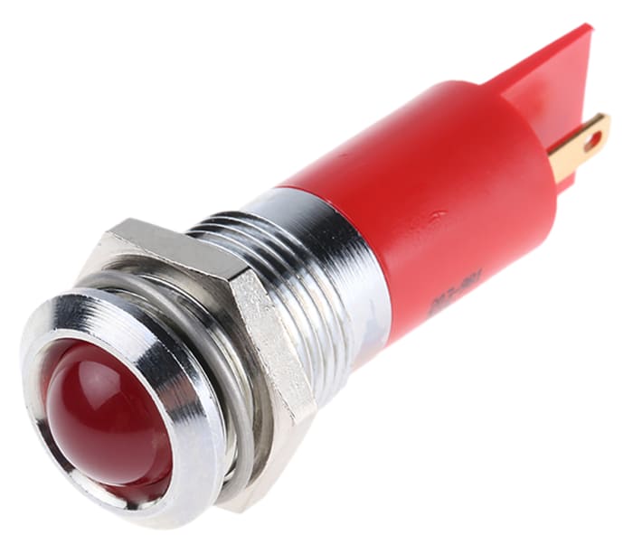 Indicador LED RS PRO, Rojo, lente prominente, marco Cromo, Ø montaje 14mm, 2V dc, 20mA, 7500mcd