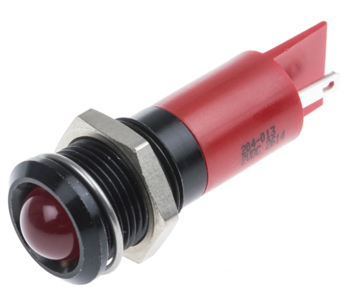 RS PRO Red Panel Mount Indicator, 2V dc, 14mm Mounting Hole Size, Solder Tab Termination
