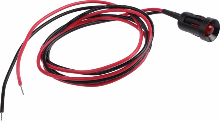 RS PRO Red Panel Mount Indicator, 12V dc, 8mm Mounting Hole Size, Lead Wires Termination