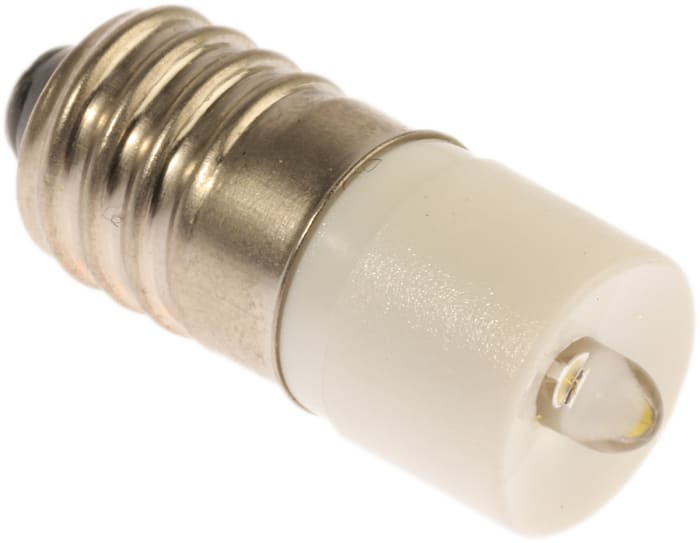 RS PRO White LED Indicator Lamp, 12V ac/dc, E10 Base, 10mm Diameter, 2070mcd