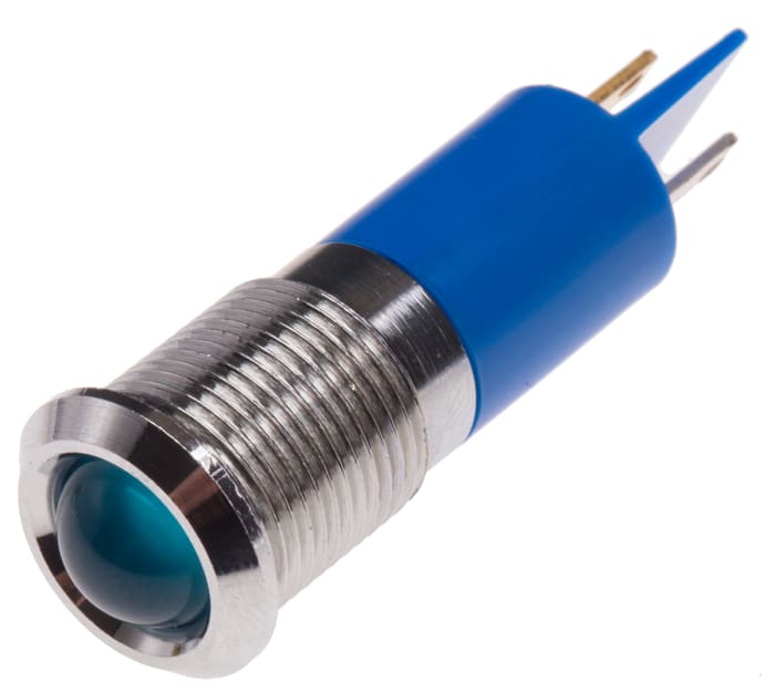 RS PRO Blue Panel Mount Indicator, 110V ac, 14.5mm Mounting Hole Size, Solder Tab Termination, IP40