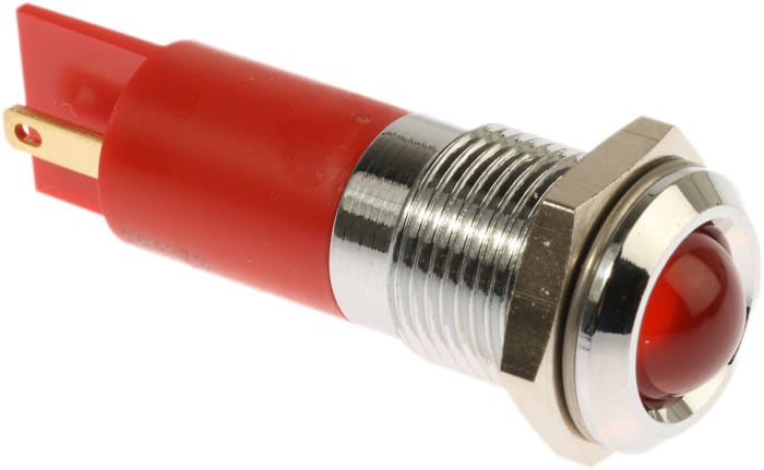 RS PRO Red Panel Mount Indicator, 240V ac, 14.5mm Mounting Hole Size, Solder Tab Termination, IP40
