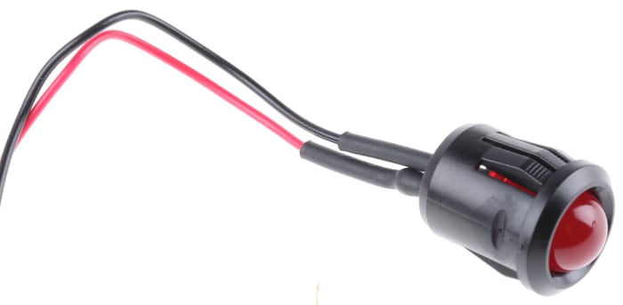 RS PRO Red Panel Mount Indicator, 24V dc, 14mm Mounting Hole Size, Lead Wires Termination