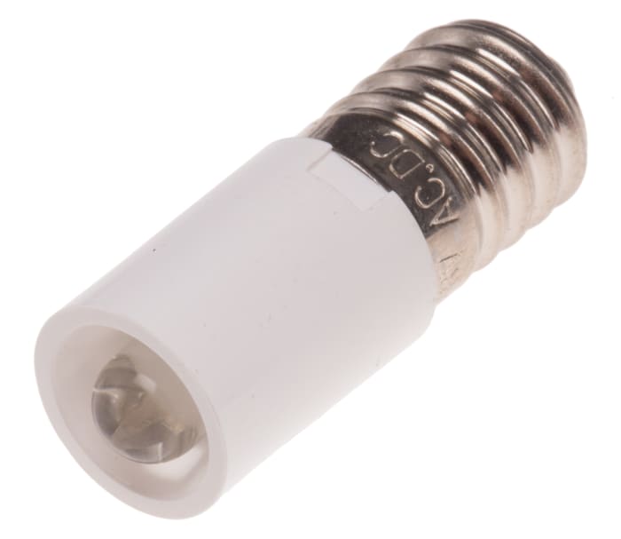 RS PRO White LED Indicator Lamp, 28V ac/dc, E10 Base, 10mm Diameter, 2070mcd