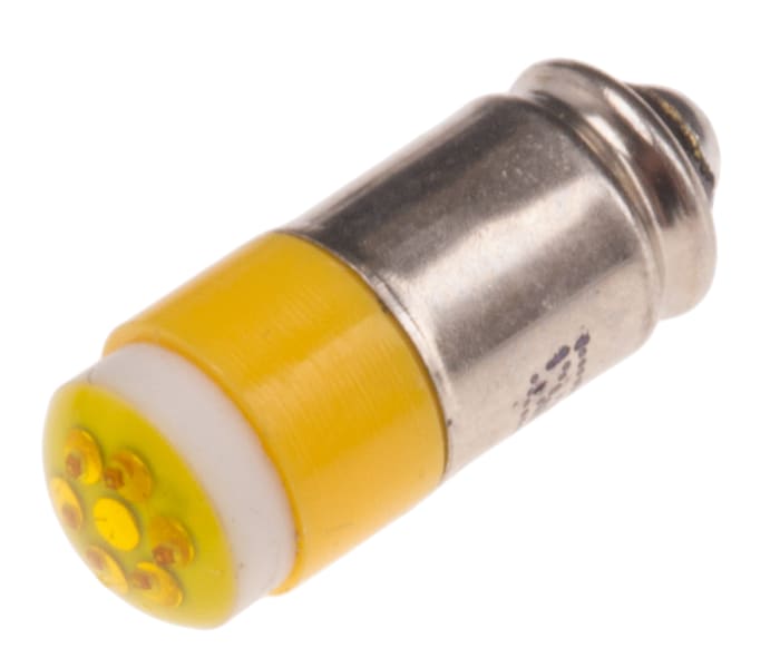 Bombilla para piloto luminoso LED RS PRO Amarillo, λ 585nm, 12V dc / 30mA, 45mcd, casquillo bayoneta, Ø 6mm