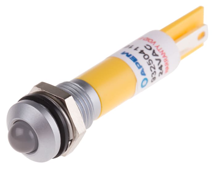 Voyant LED lumineux  Jaune RS PRO, dia. 8mm, 24V c.a. / V c.c., IP67