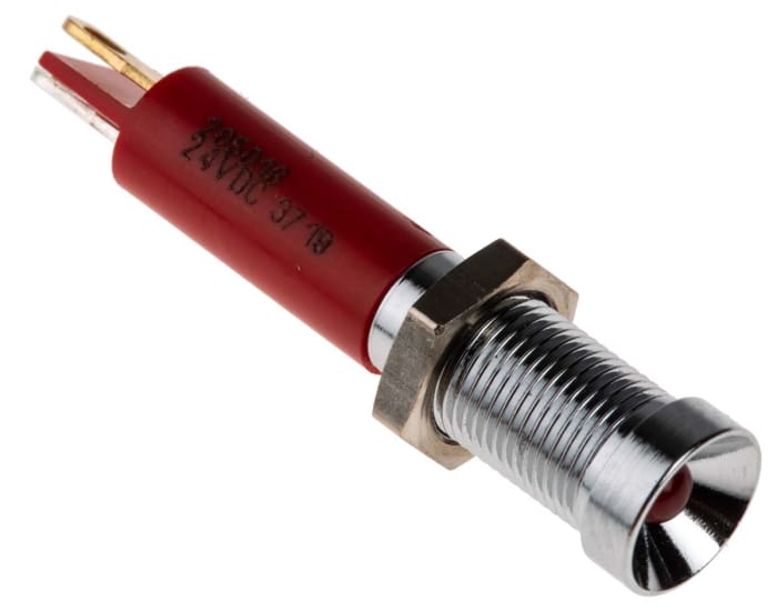 RS PRO Red Panel Mount Indicator, 24V dc, 6mm Mounting Hole Size, Solder Tab Termination