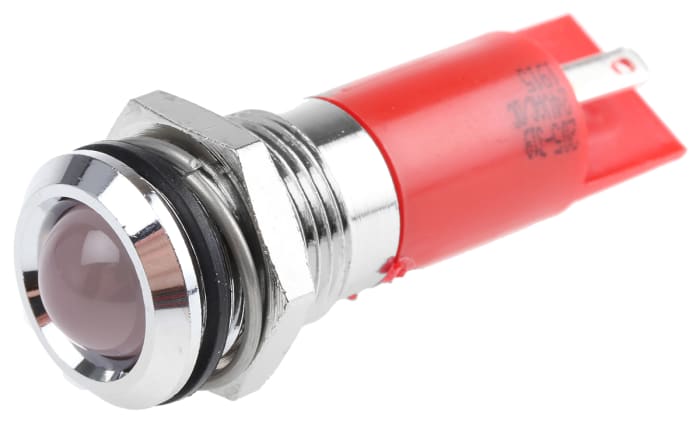 RS PRO Red Panel Mount Indicator, 24V ac/dc, 14mm Mounting Hole Size, Solder Tab Termination, IP67