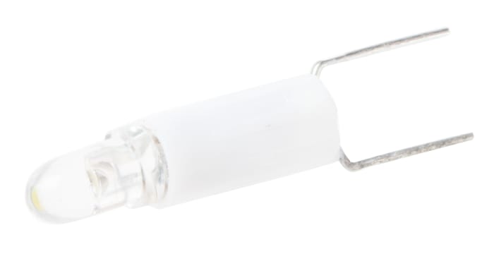 RS PRO White LED Indicator Lamp, 28V ac/dc, Bi-Pin Base, 4.25mm Diameter, 850mcd