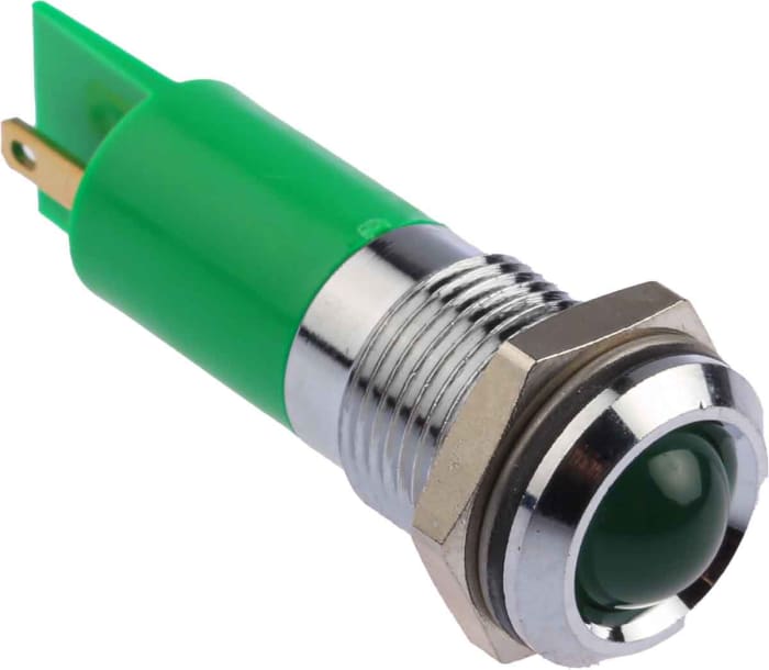 RS PRO Green Panel Mount Indicator, 24 → 36V dc, 14mm Mounting Hole Size
