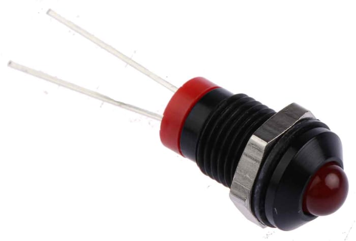 Indikátor pro montáž do panelu 8mm Prominentní barva Červená, typ žárovky: LED, 2V dc RS PRO