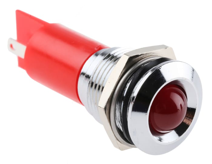RS PRO Red Panel Mount Indicator, 24V ac/dc, 16mm Mounting Hole Size, Solder Tab Termination