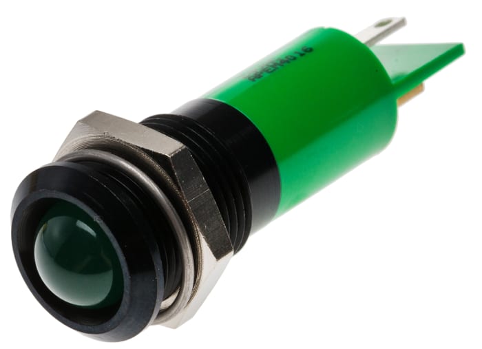 RS PRO Green Panel Mount Indicator, 24V ac, Solder Tab Termination
