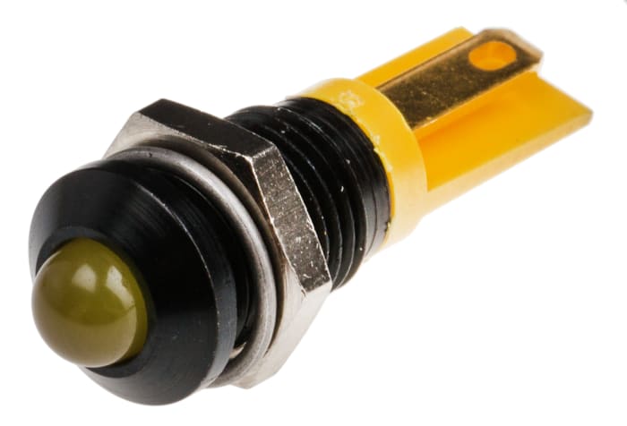 RS PRO Yellow Panel Mount Indicator, 2V dc, 8mm Mounting Hole Size, Solder Tab Termination