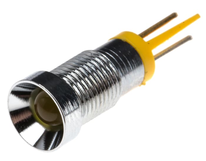 RS PRO Yellow Panel Mount Indicator, 2V dc, 8mm Mounting Hole Size, Solder Tab Termination