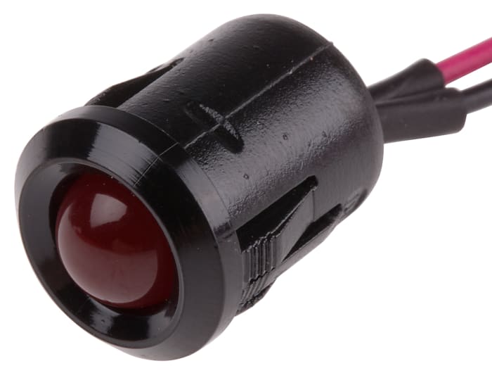 RS PRO Red Panel Mount Indicator, 2V dc, 12mm Mounting Hole Size, Lead Wires Termination