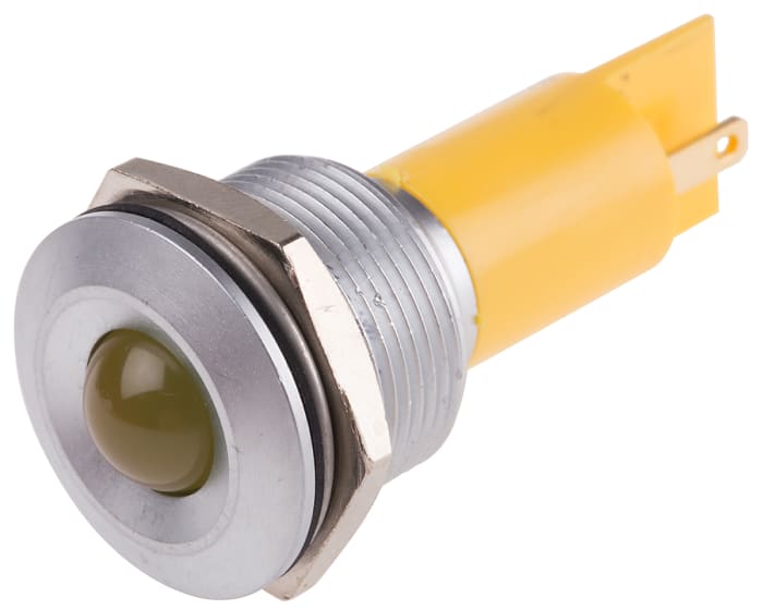 RS PRO Yellow Panel Mount Indicator, 115 V dc, 230V ac, 19mm Mounting Hole Size