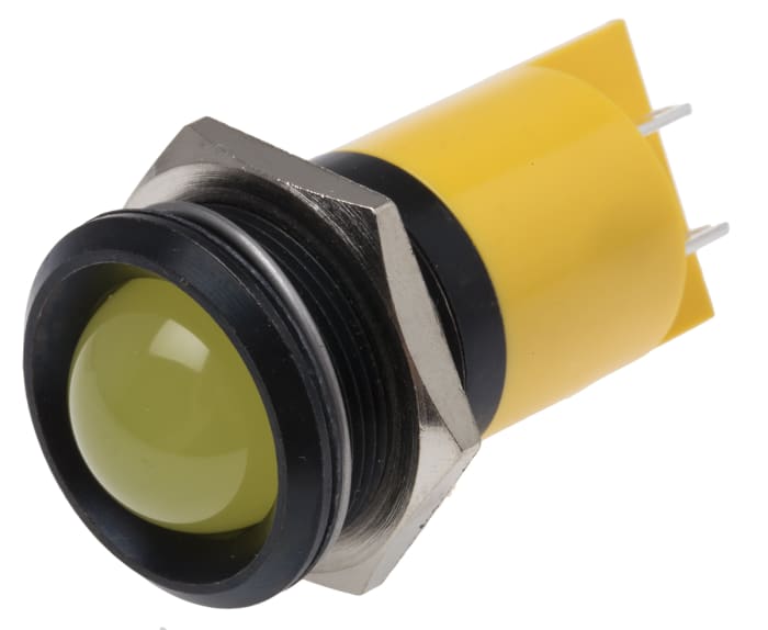 RS PRO Yellow Panel Mount Indicator, 48 → 65V dc, 22mm Mounting Hole Size